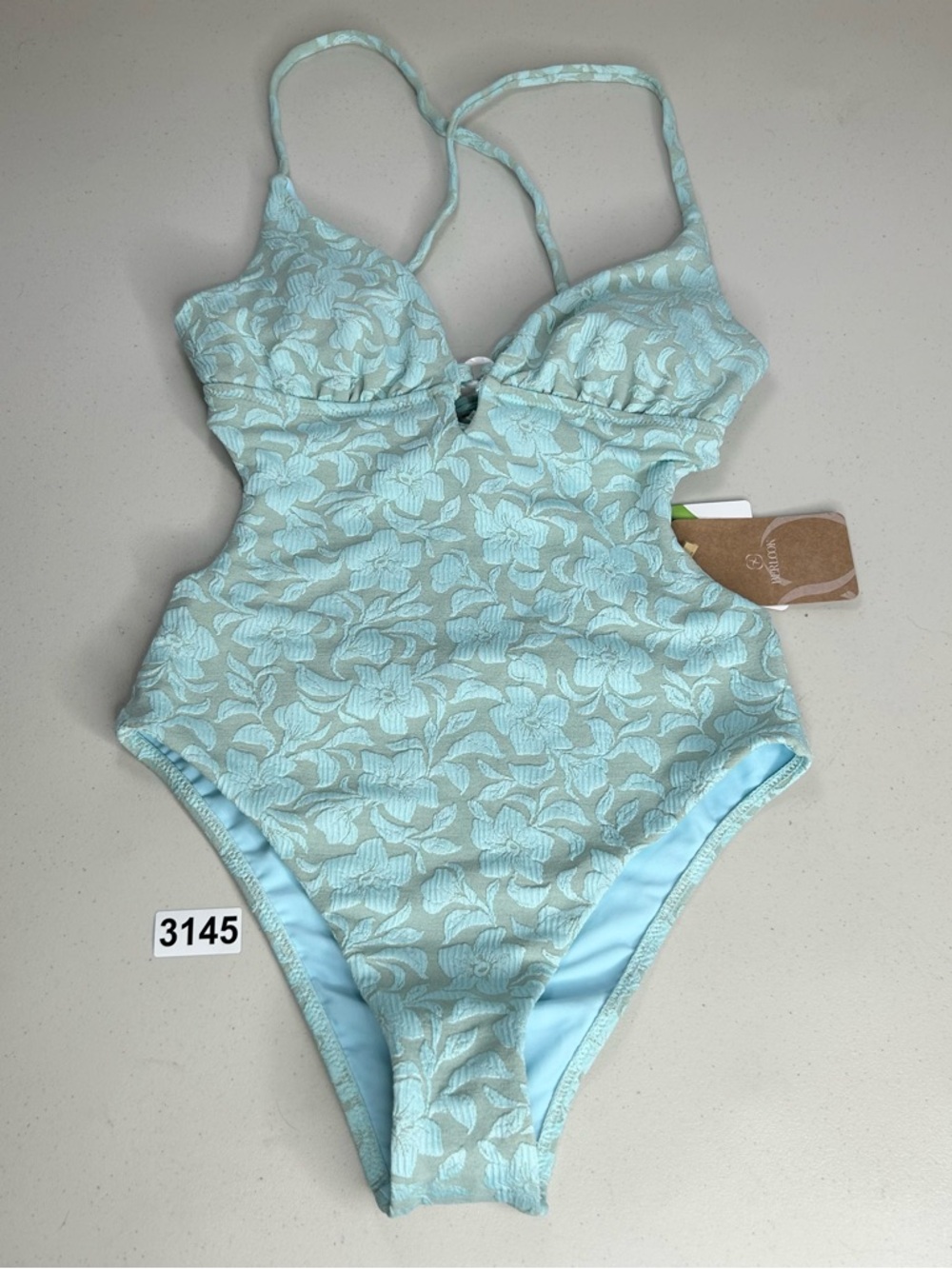 Berlook One Piece Swimsuit XS Light Blue Textured Swimwear